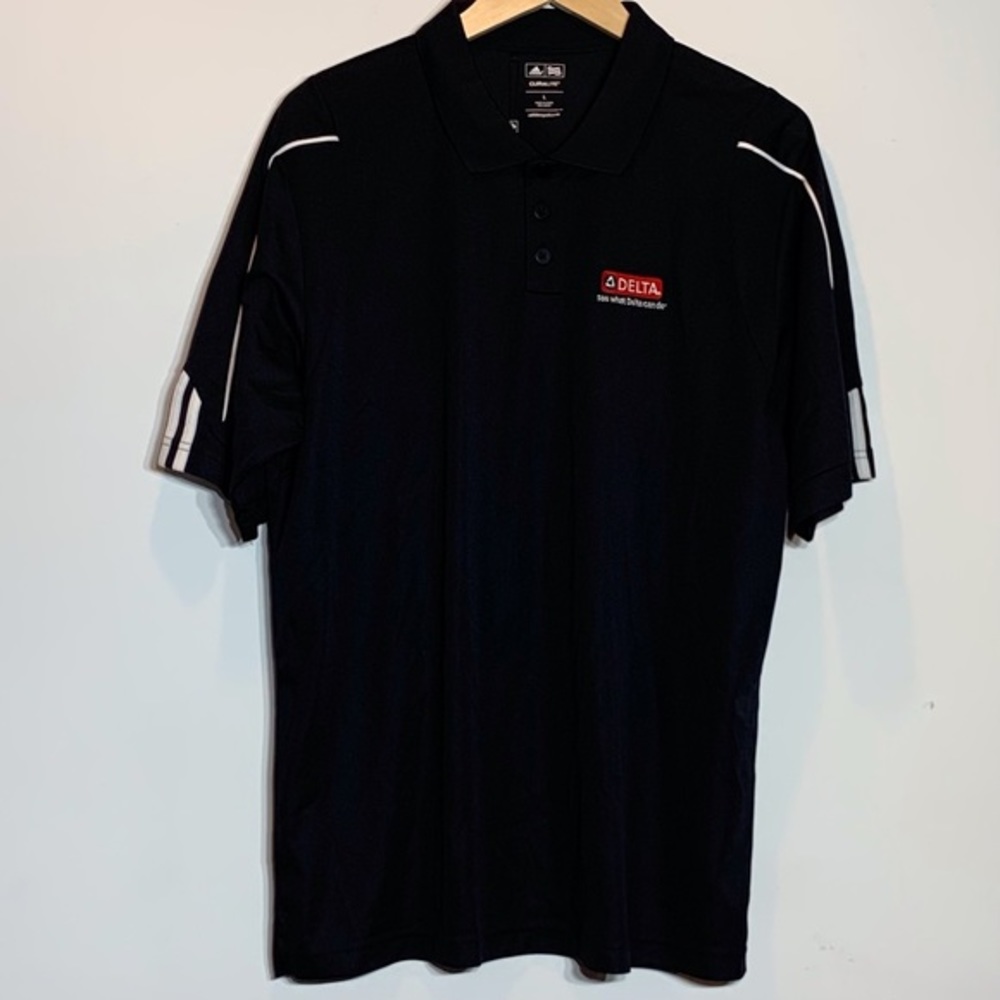 NWT adidas Climalite‎ DELTA logo embroidered black polo golf shirt